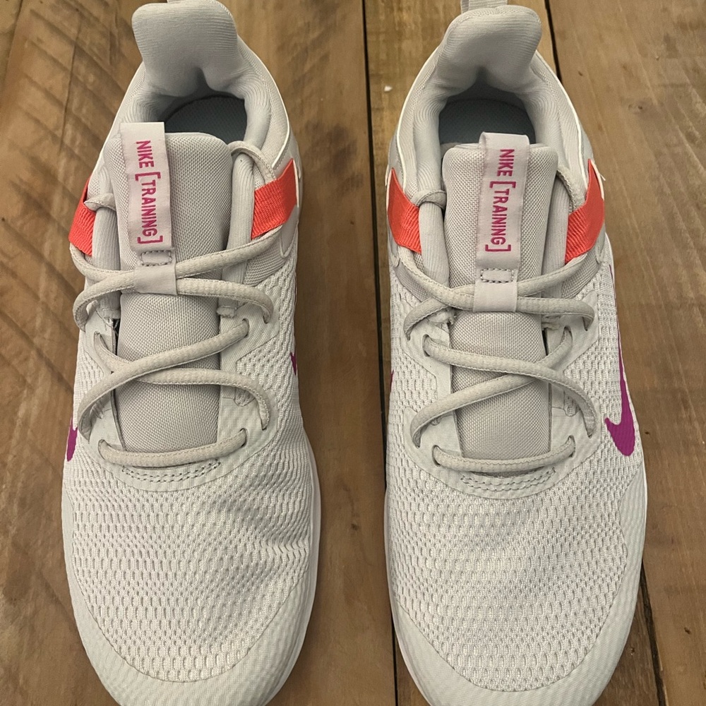 Women Nike Legend Essential Shoes Gray Fire Pink Magic Ember. (CD0212-005)